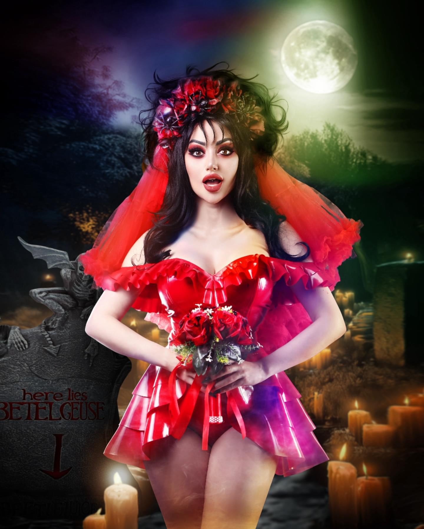 Latex Lydia Bodysuit and Tiered Peplum Belt