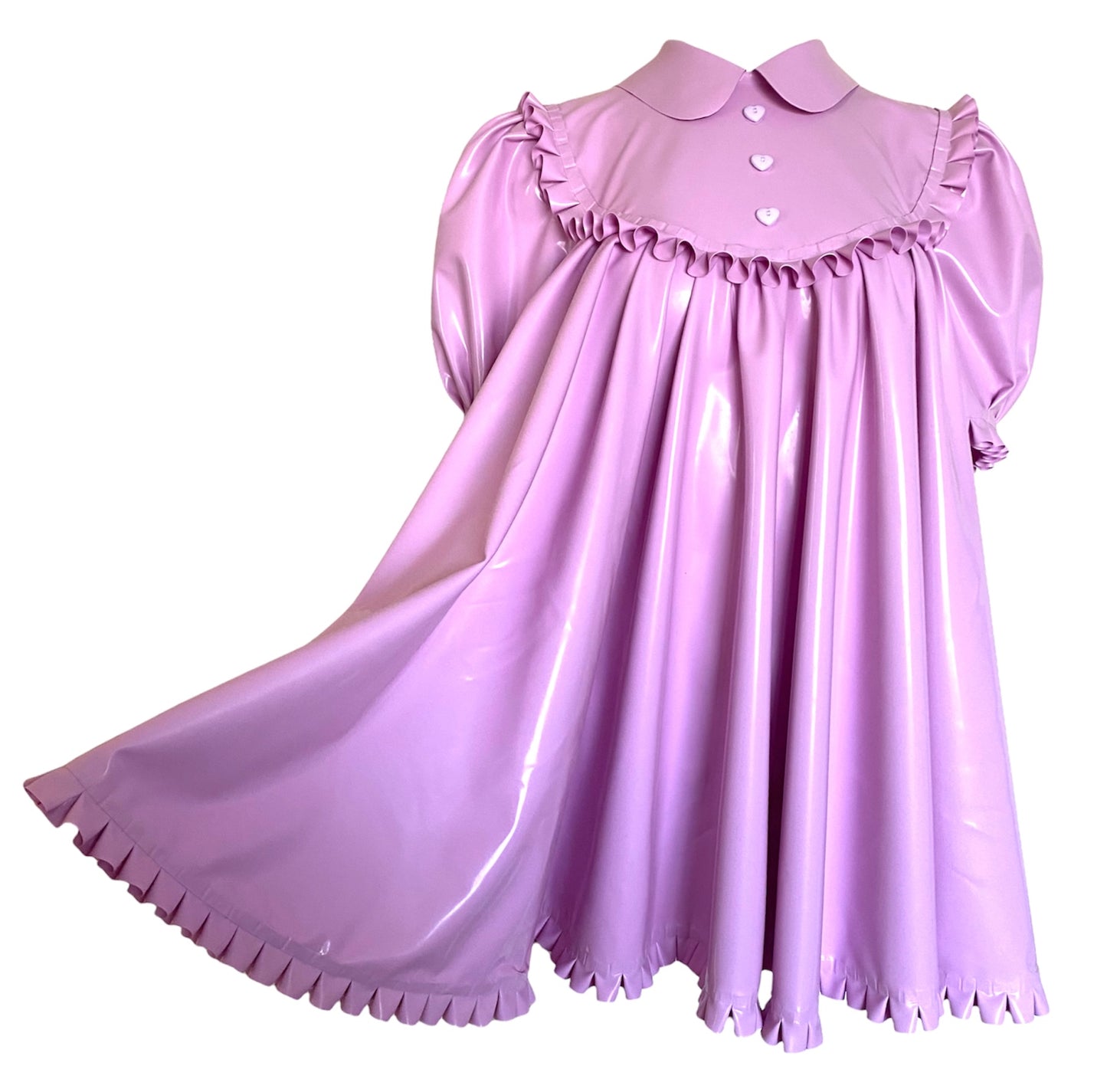 Latex Babydoll Mini Dress with Full Skirt and Collar