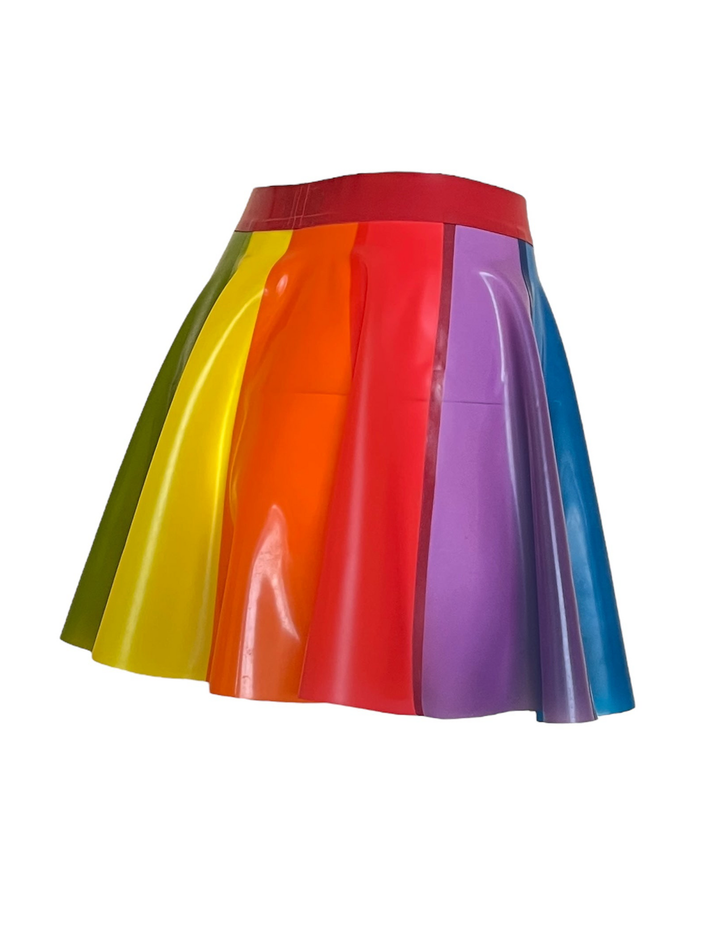 Latex Semi Transparent Rainbow Circle Mini Skirt