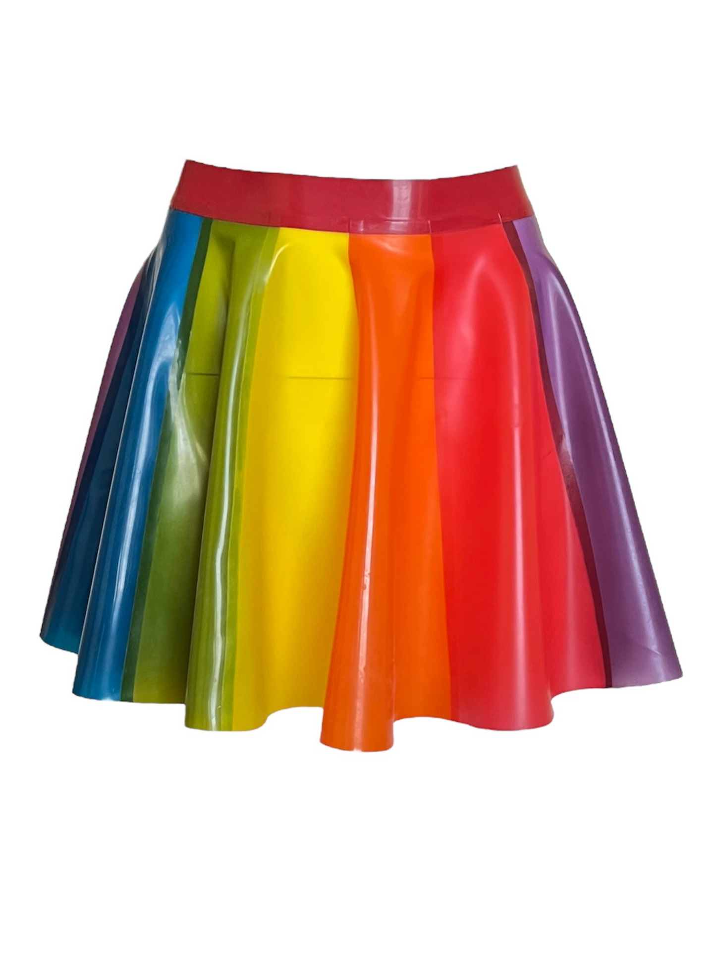 Latex Semi Transparent Rainbow Circle Mini Skirt