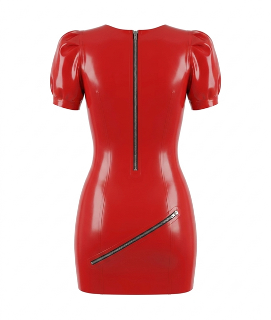 Latex Zip Tease Mini Dress