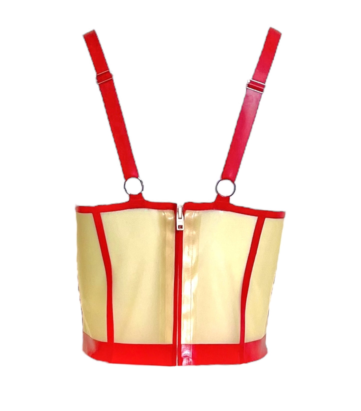 Latex Boned Cage Bra Bustier