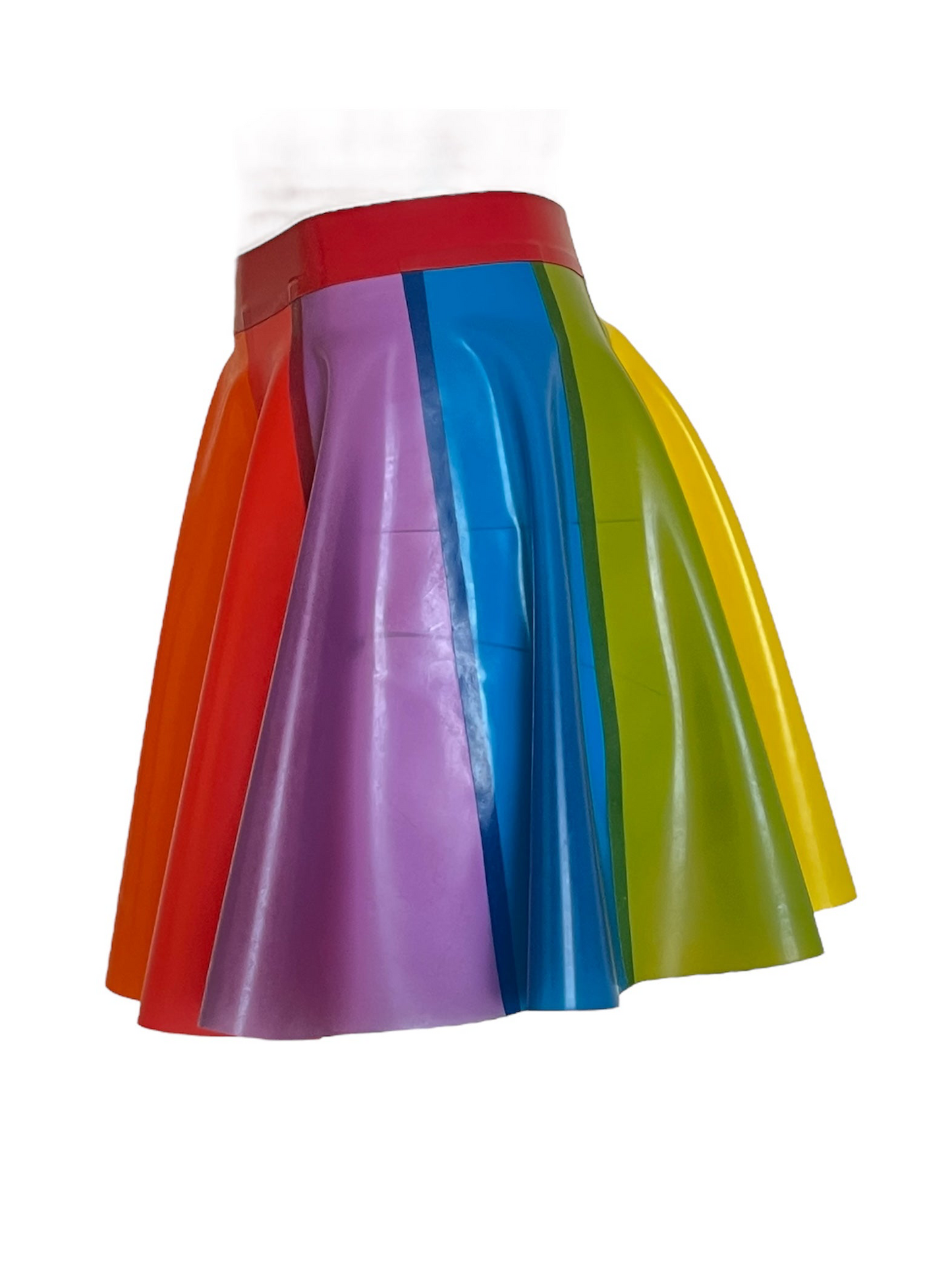 Latex Semi Transparent Rainbow Circle Mini Skirt