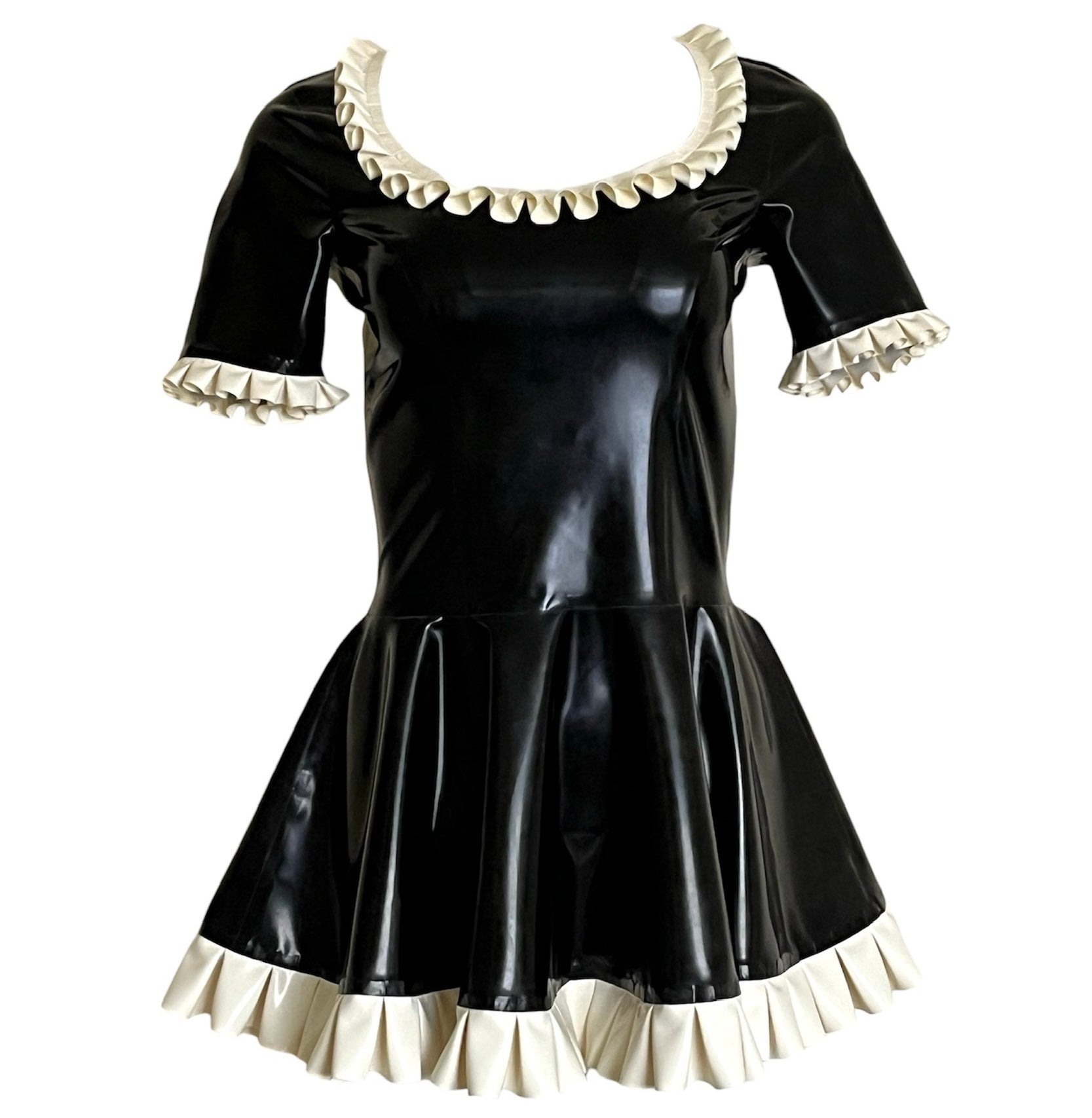 Latex Short Sleeved Mini Maid Dress Black Sheep Latex Latex Short Sleeved Mini Maid Dress Black Sheep Latex