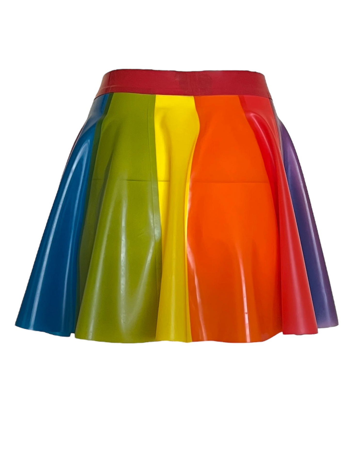 Latex Semi Transparent Rainbow Circle Mini Skirt
