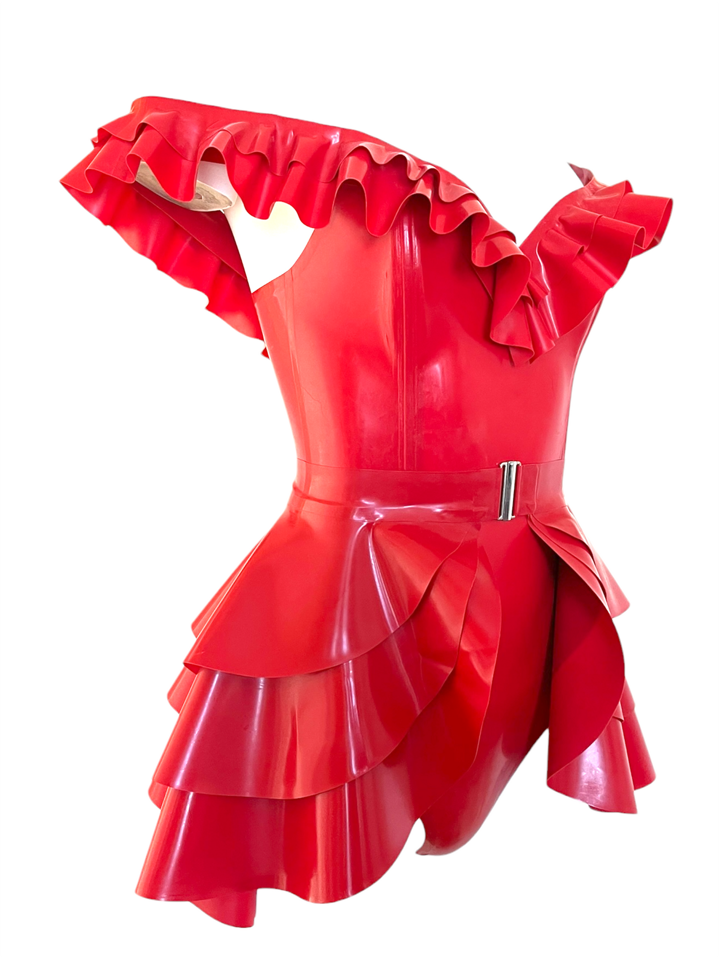 Latex Lydia Bodysuit and Tiered Peplum Belt