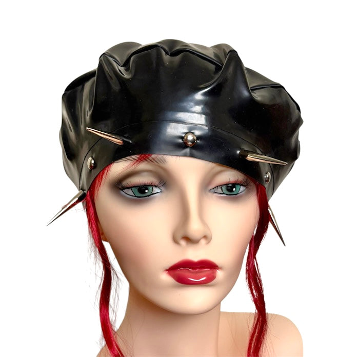 Latex Spiked Beret