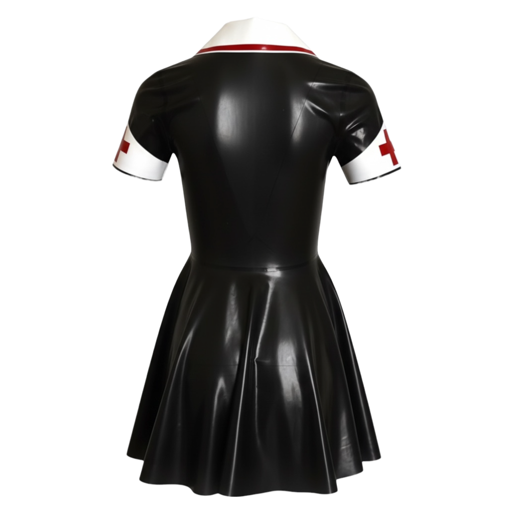 Latex Nurse Dress with press stud front