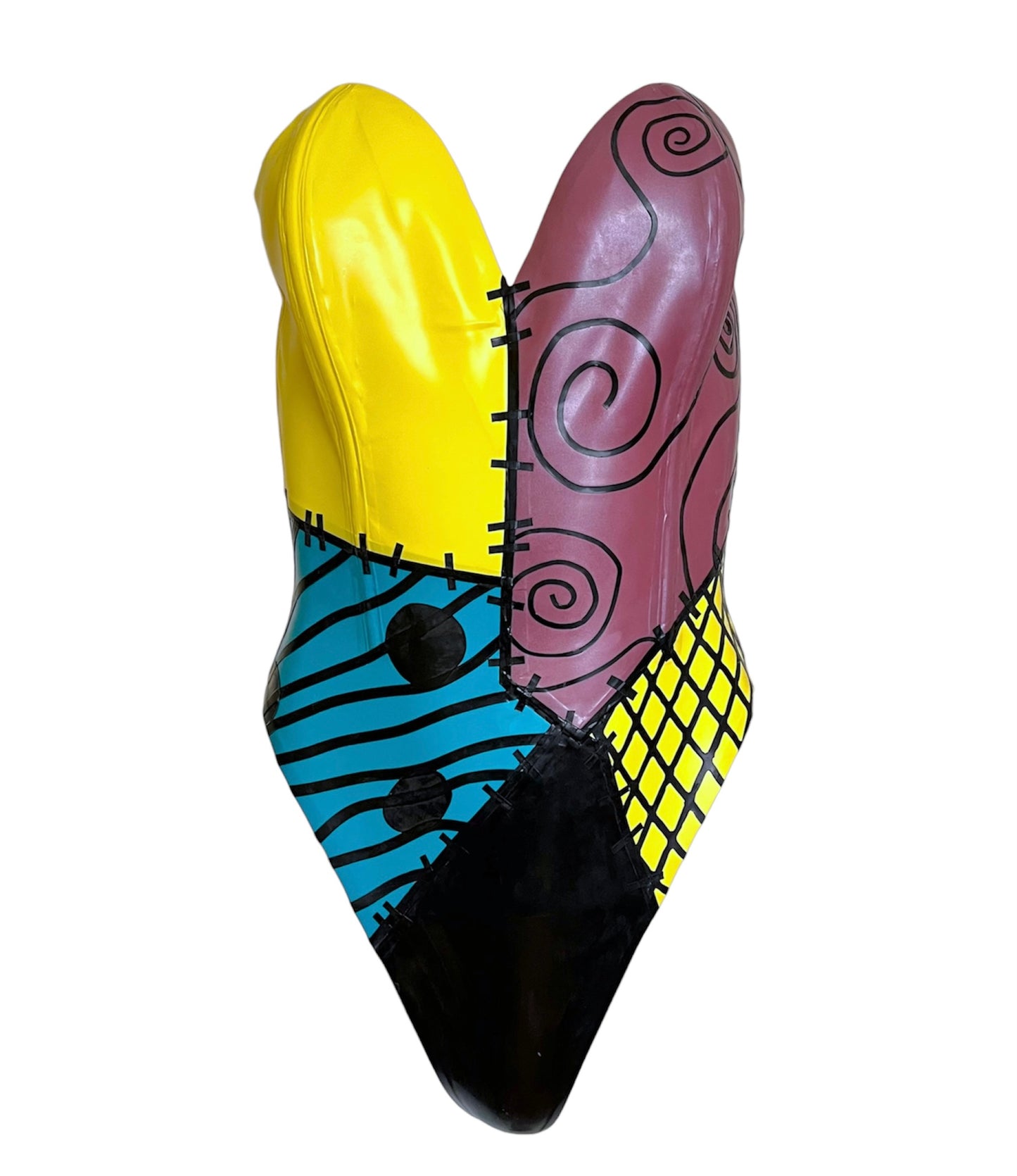 Latex Sally Halloween Strapless Boned Thong Bodysuit…