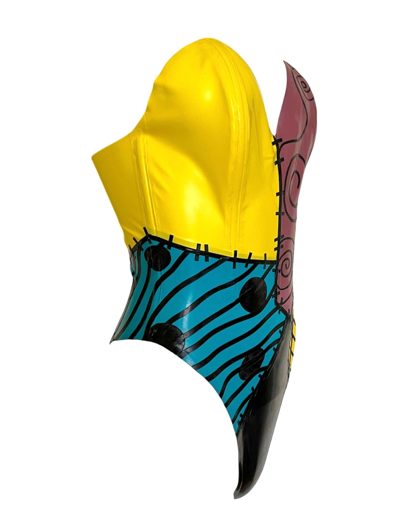 Latex Sally Halloween Strapless Boned Thong Bodysuit…