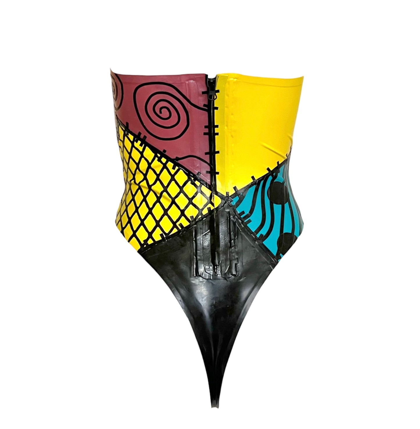 Latex Sally Halloween Strapless Boned Thong Bodysuit…