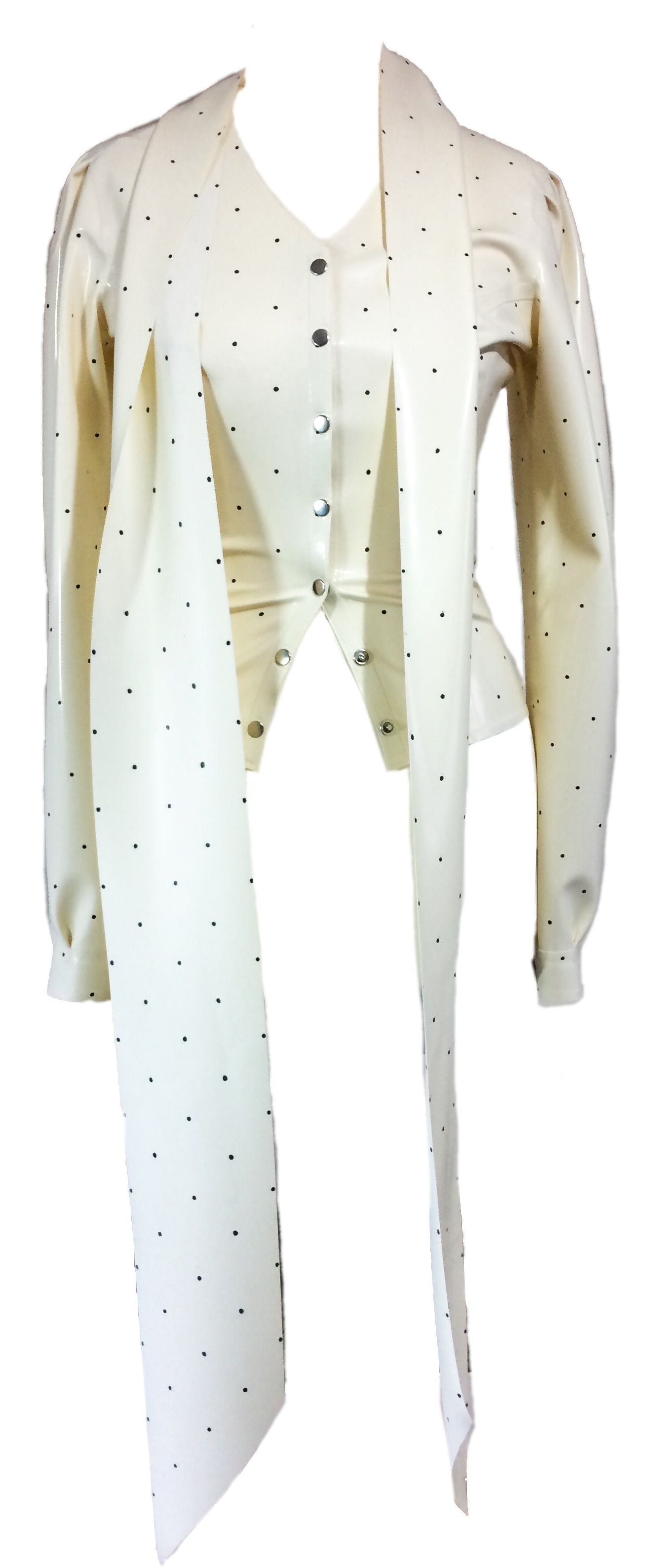 Latex Polka Dot Pussycat Bow Blouse