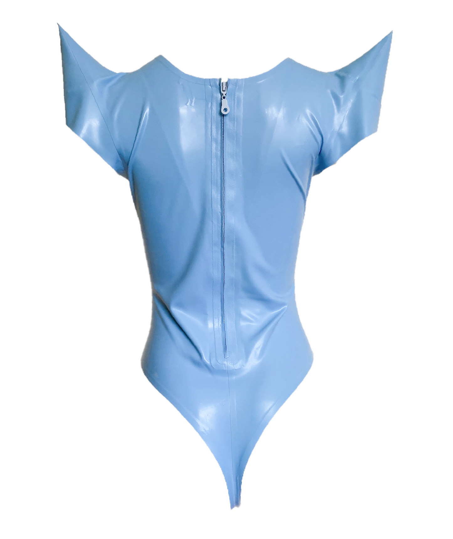 Latex Pointed Shoulder Thong Back Bodysuit