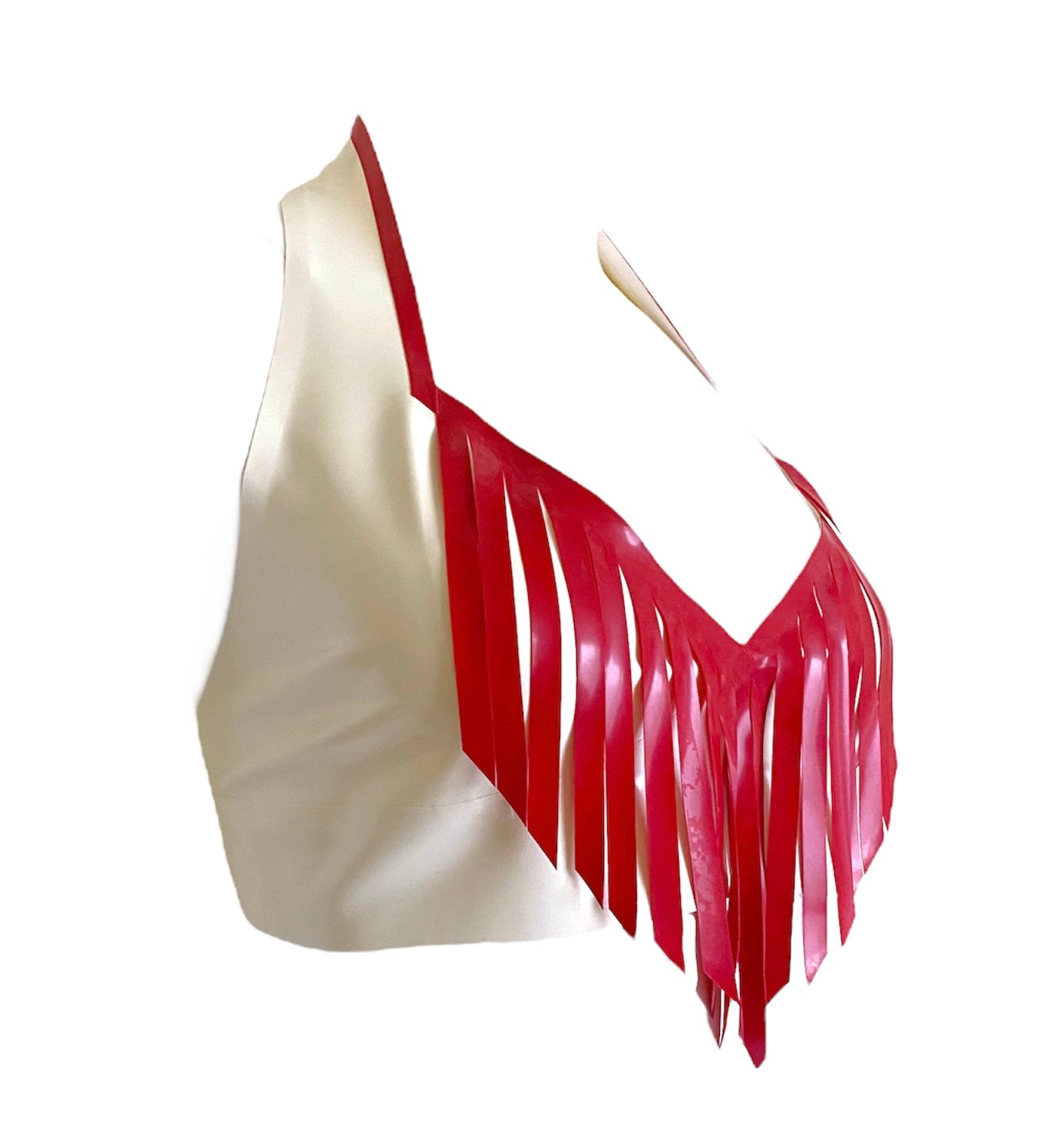 Latex Fringed Halter Bra Top