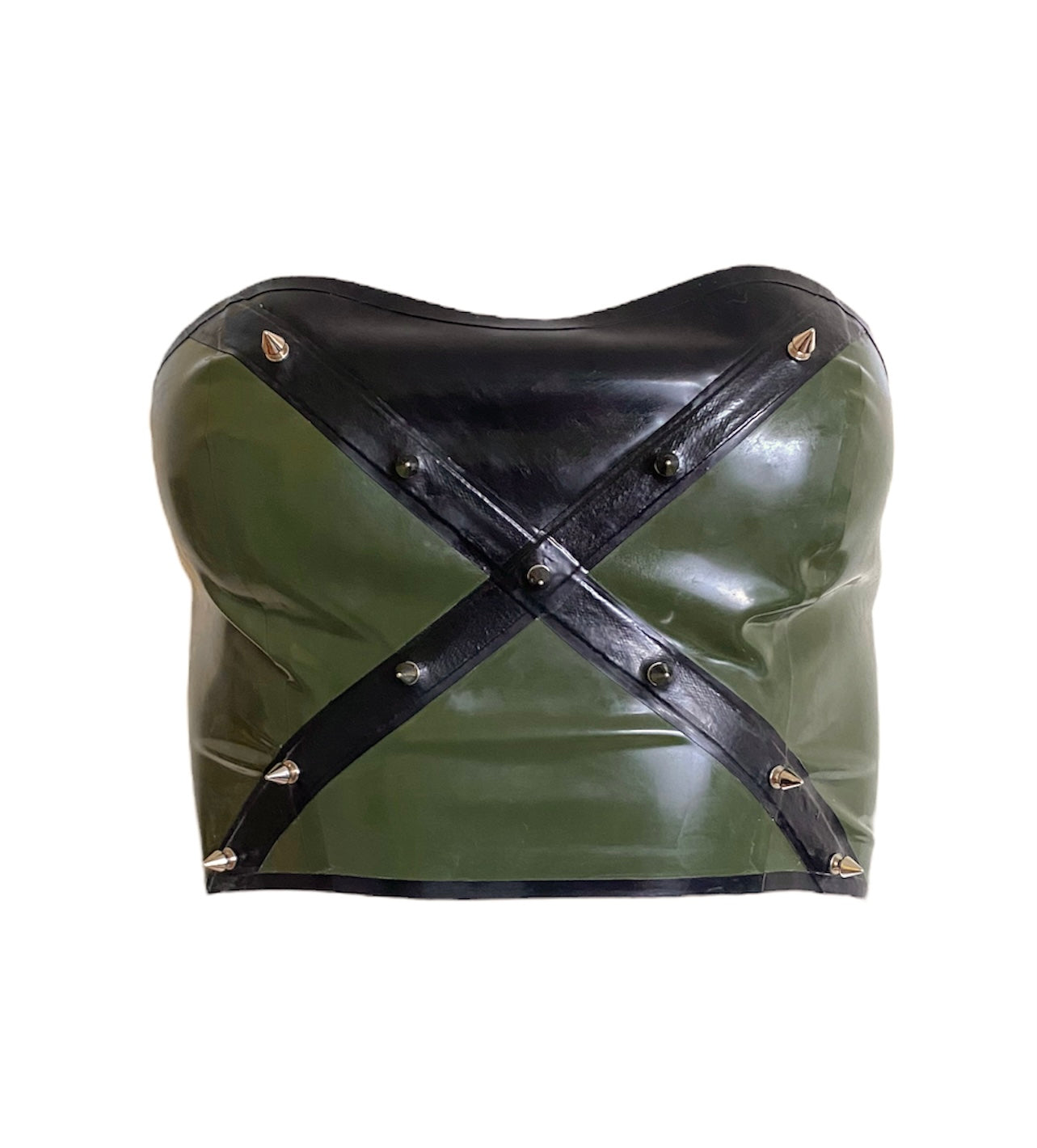 Latex Metal Spiked Bra / Strapless Crop Top