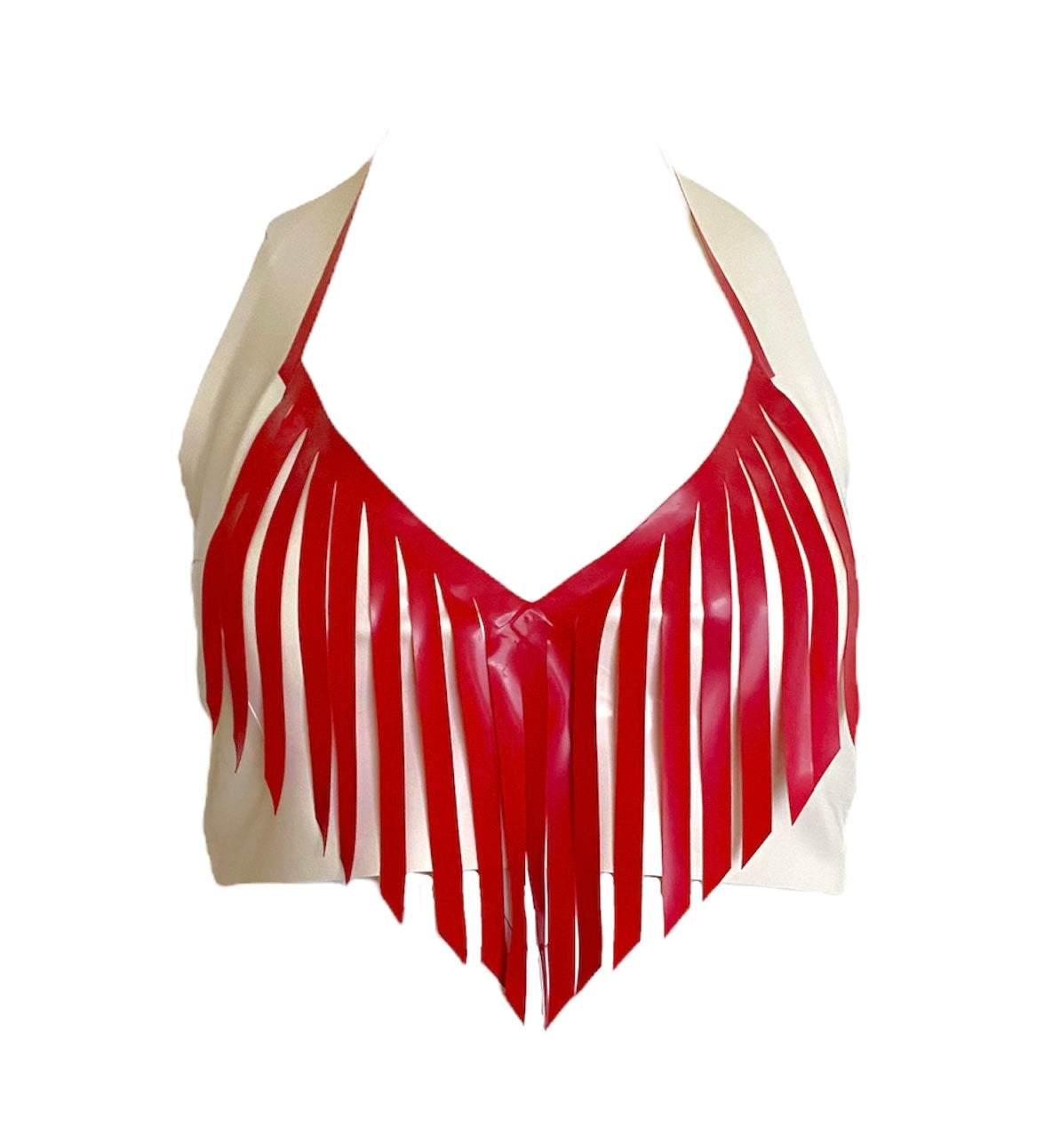 Latex Fringed Halter Bra Top