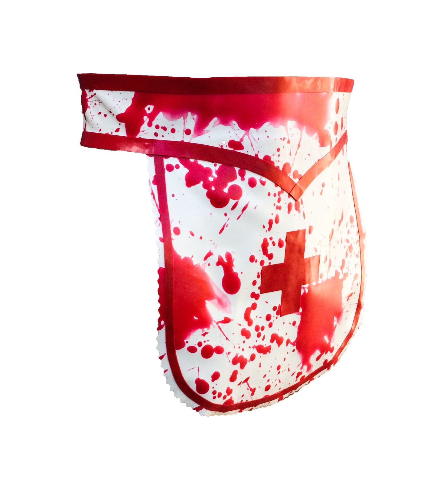 Latex Nurse Apron with Blood Splatter Pattern