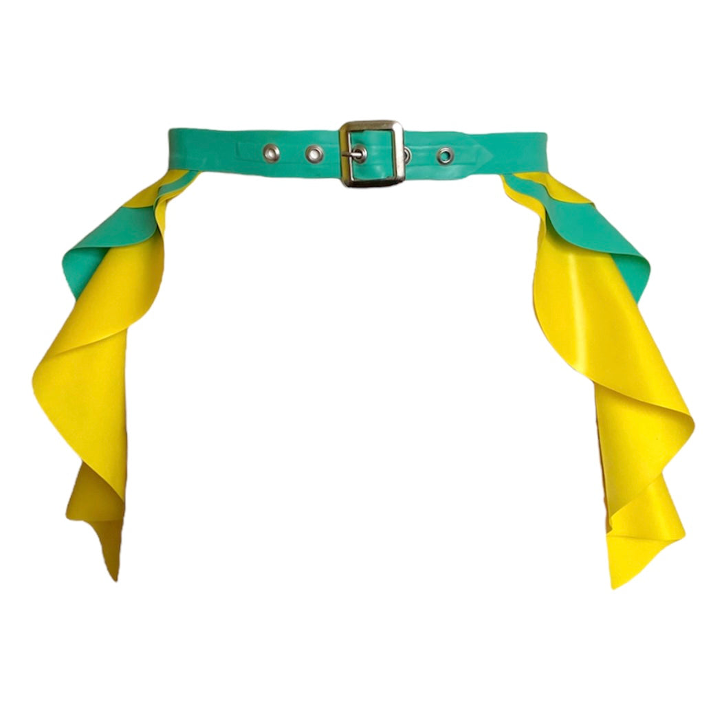 Latex 3 Tier Peplum Buckle Belt