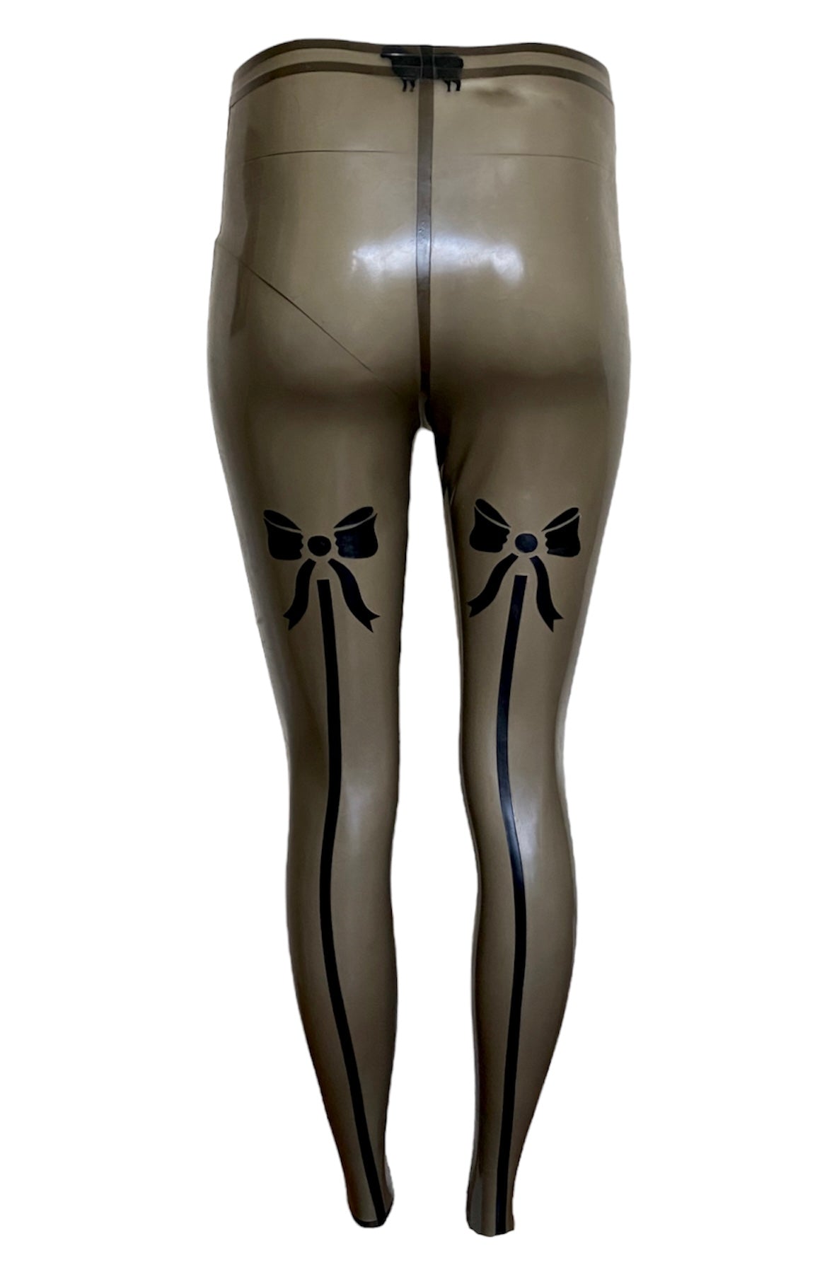Latex Leggings With Back Seam And Bow
