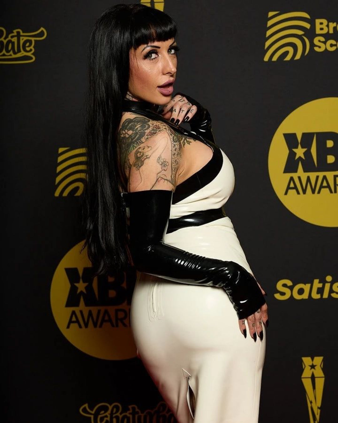 Latex Halterneck Pinup Knee Length Dress with Belt