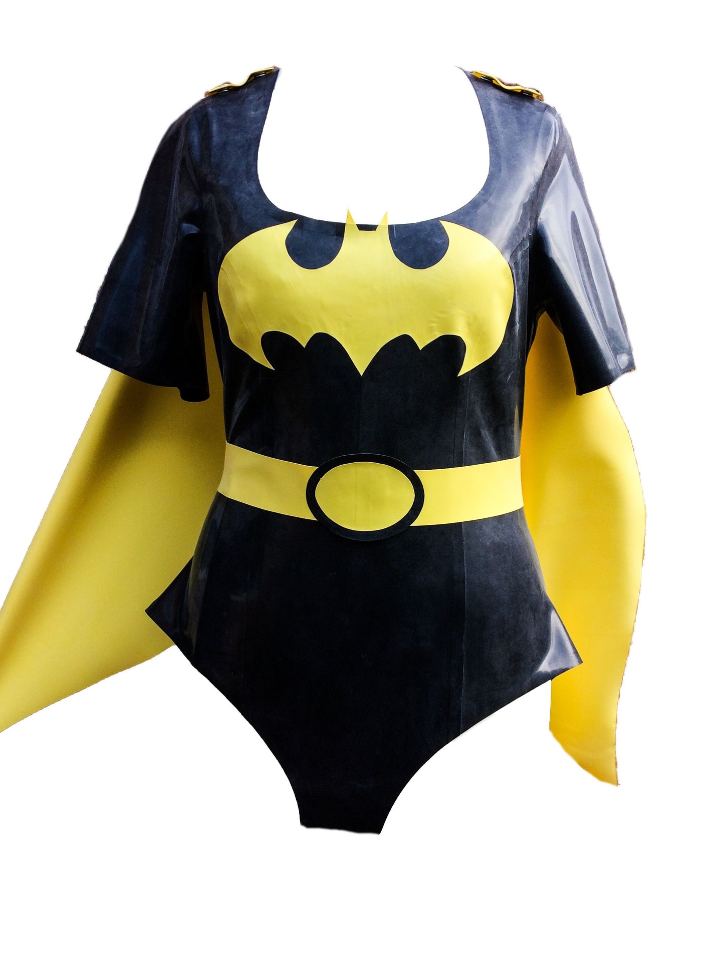 Latex Batgirl Outfit - Bodysuit / Belt / Cape / Gloves
