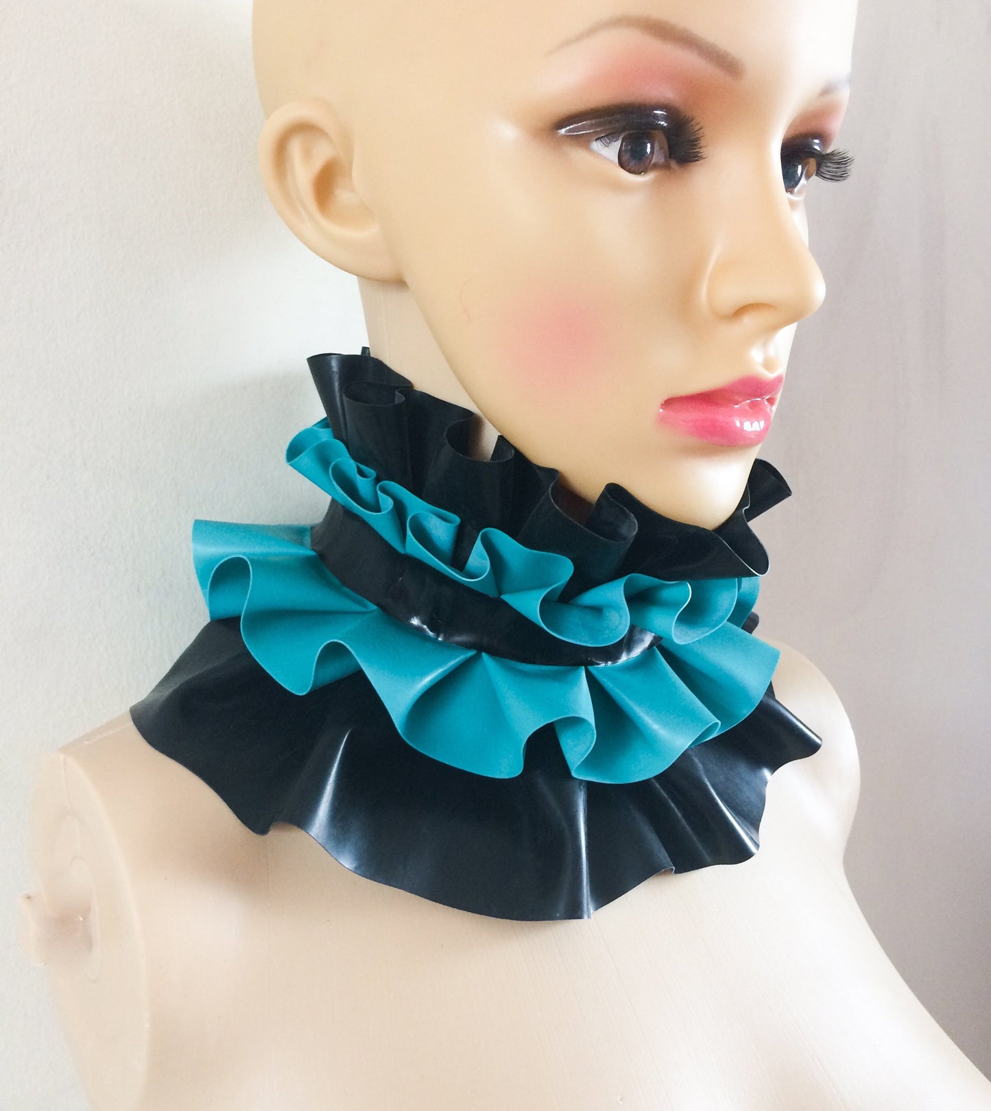 Latex Large Double Ruffle Collar Choker