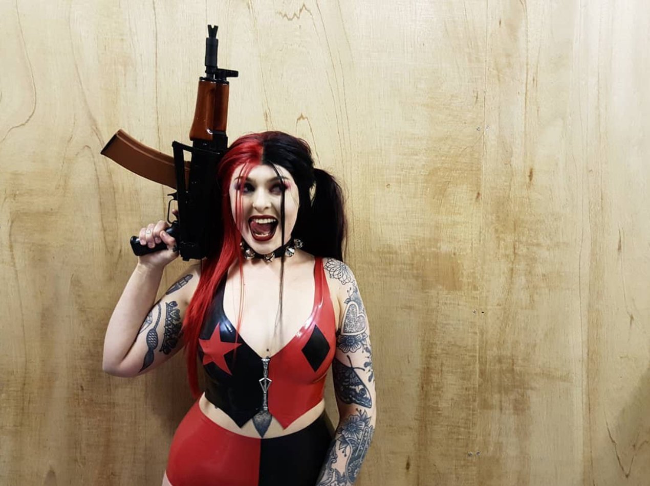 Latex Harley Quinn 52 Outfit - Top and Shorts