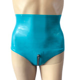 Latex High Waisted Hotpants with Crotch Zip