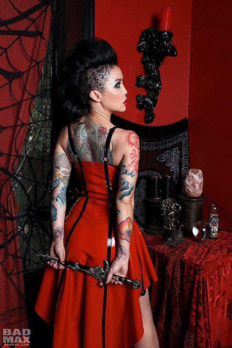 Latex and Lace Rose Bra Waterfall Dress