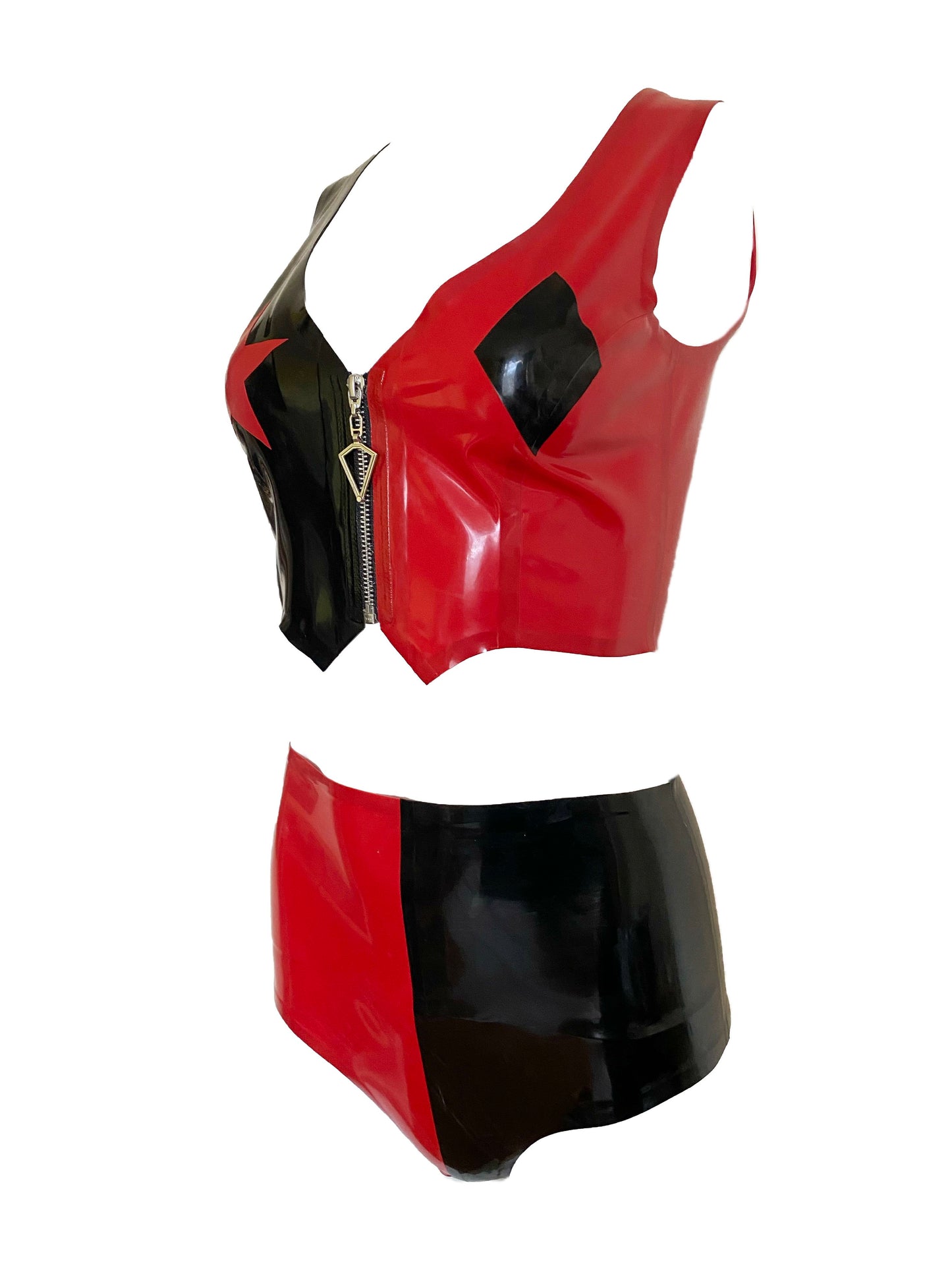Latex Harley Quinn 52 Outfit - Top and Shorts