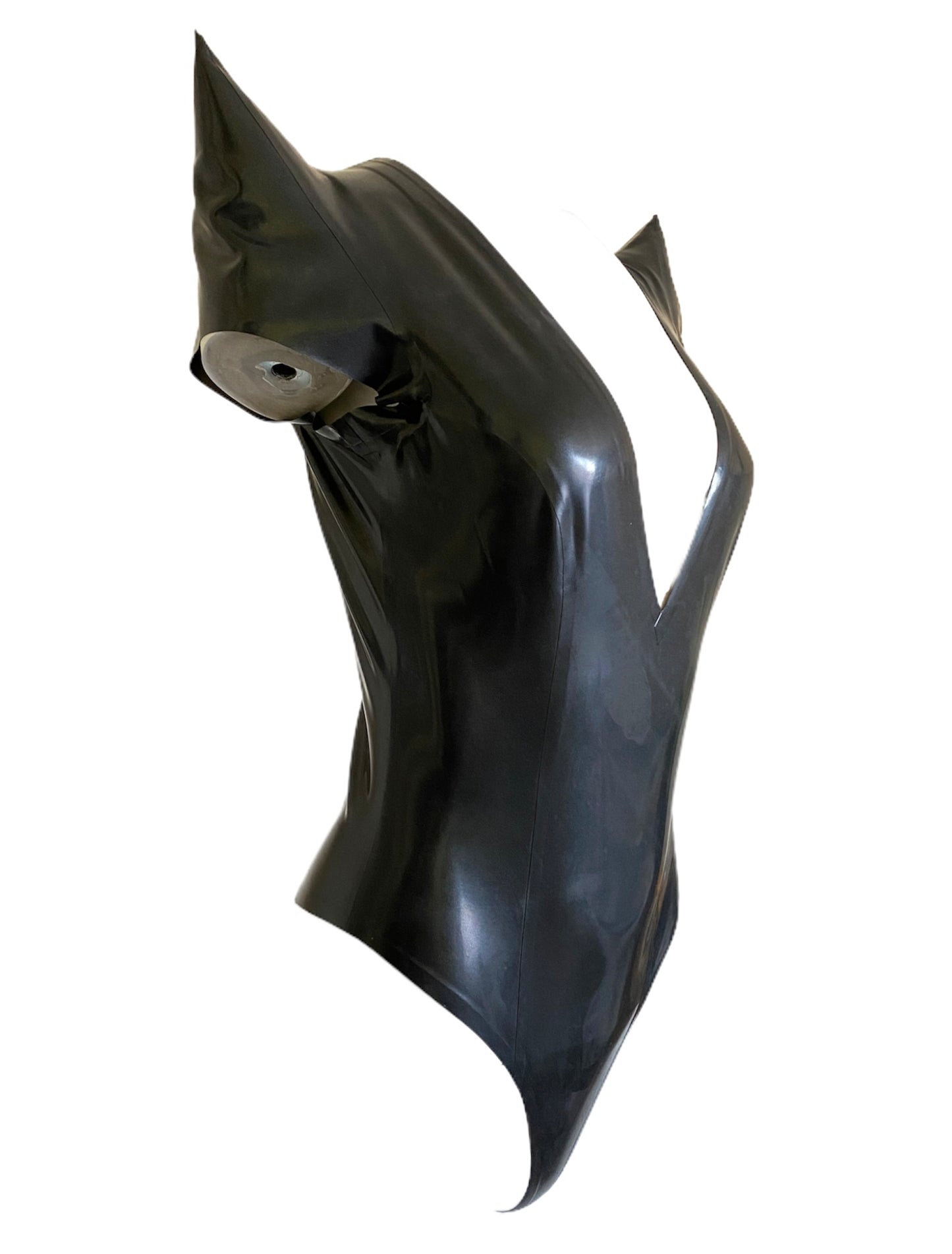 Latex Pointed Shoulder Thong Back Bodysuit