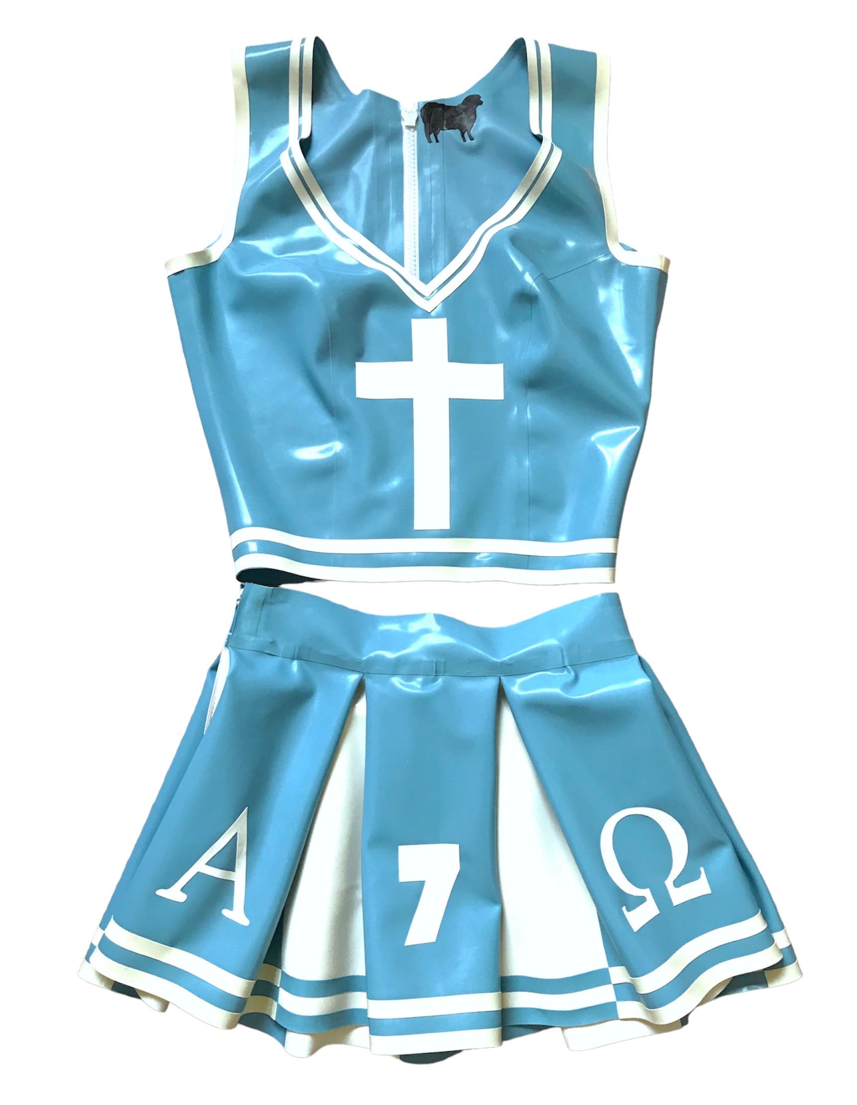 Latex Heaven Sent Cheerleader Skirt and Top Black Sheep Latex Latex Heaven Sent Cheerleader Skirt and Top Black Sheep Latex