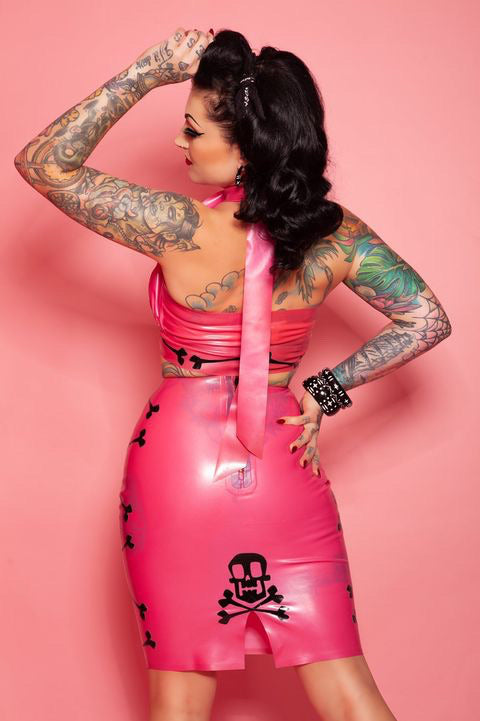 Latex Skull and Cross Bones Halter Crop Top