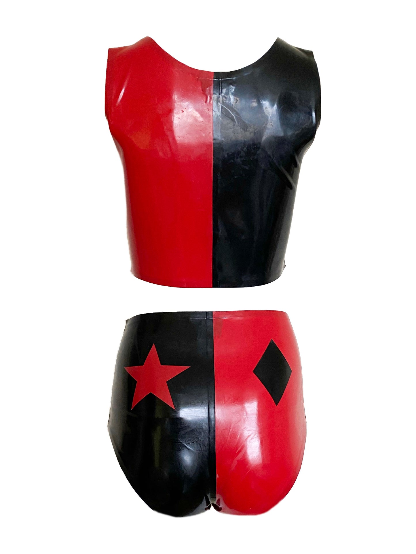 Latex Harley Quinn 52 Outfit - Top and Shorts
