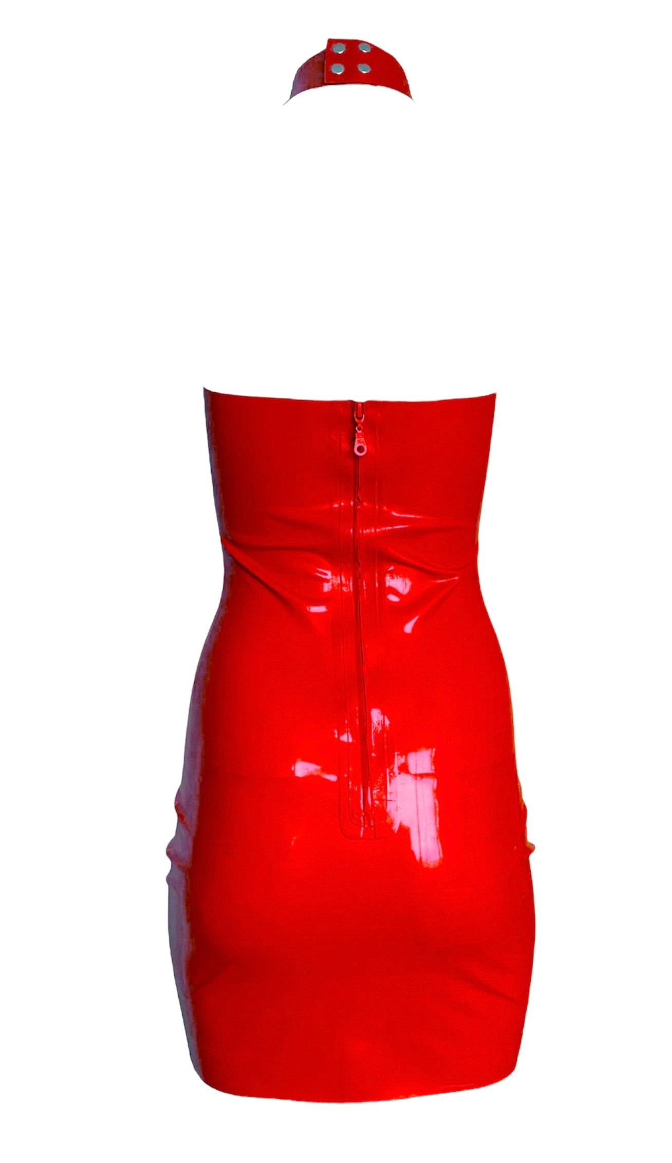 Latex Buckle Collar Mini Dress