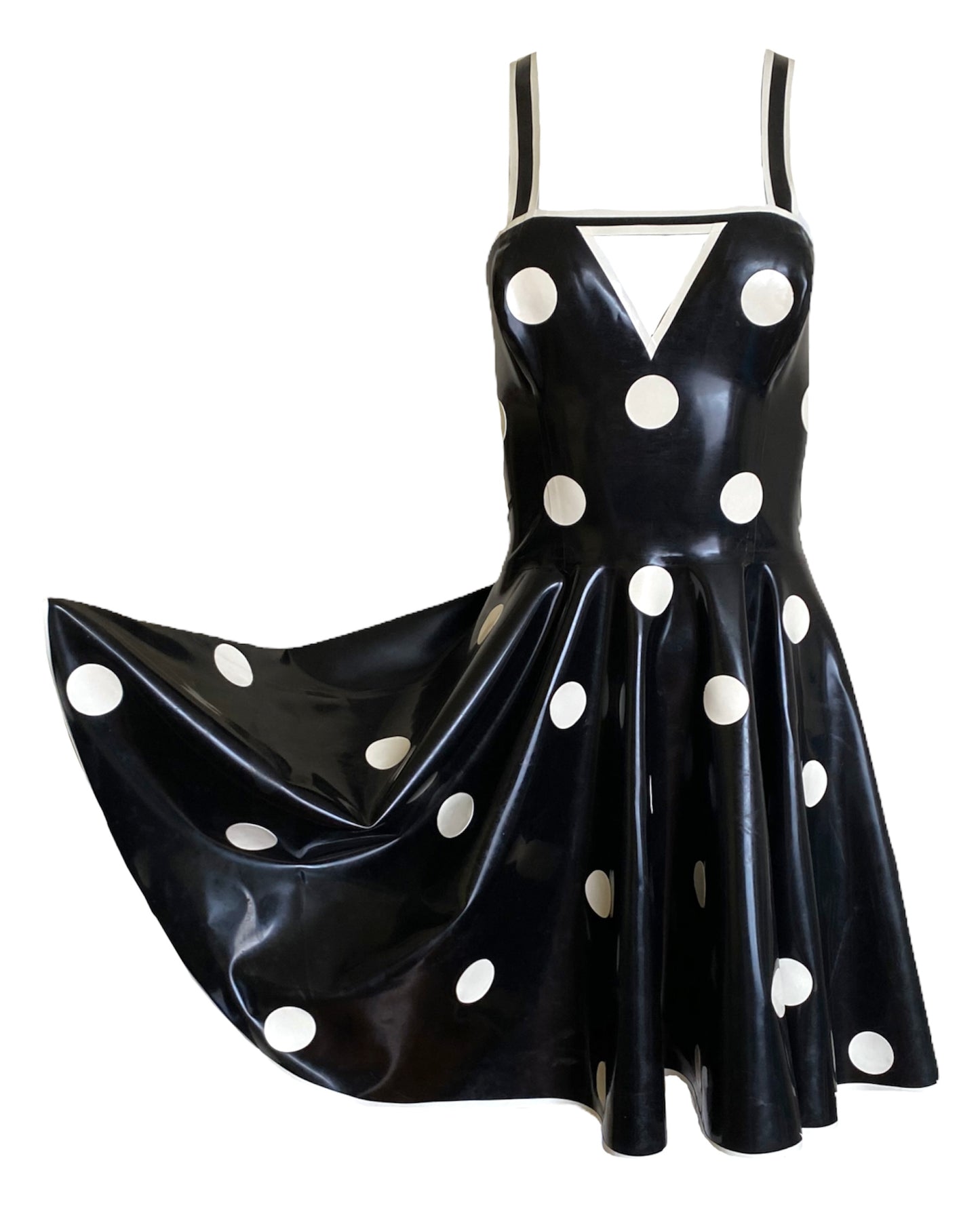 Latex Polka Dot Swing Dress with Cutout
