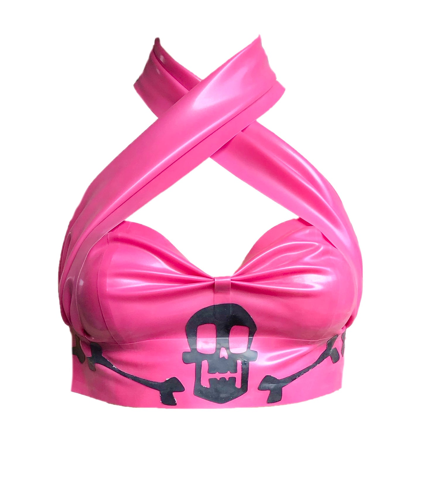 Latex Skull and Cross Bones Halter Crop Top