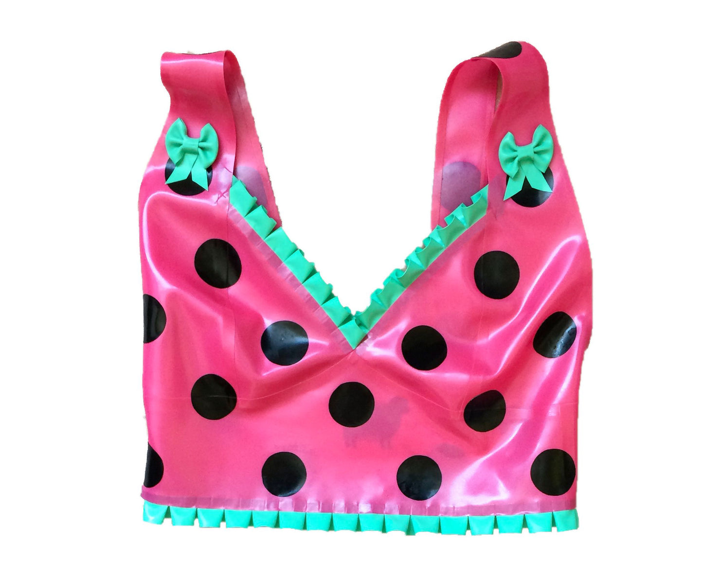 Latex Polka Dot Crop Top Bra