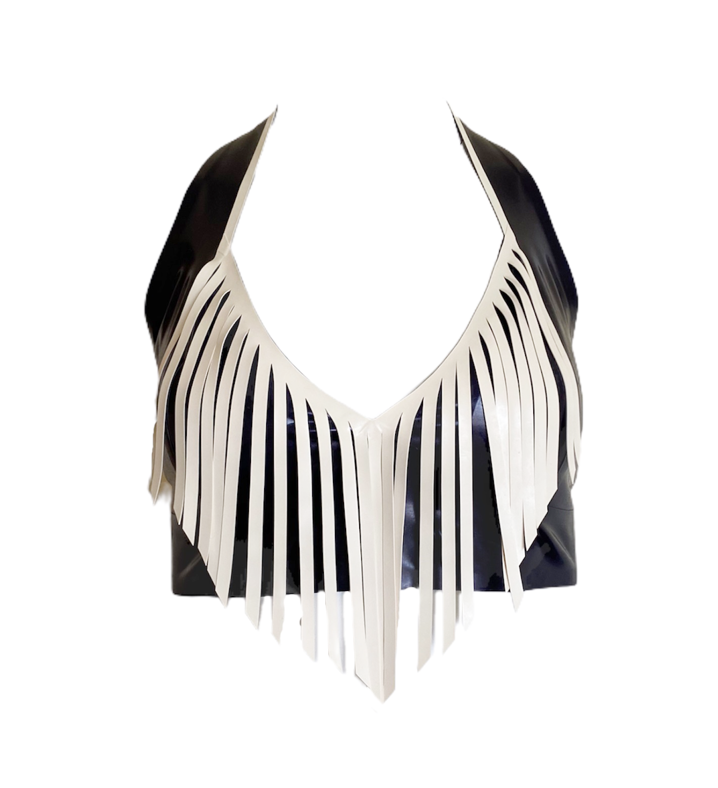 Latex Fringed Halter Bra Top