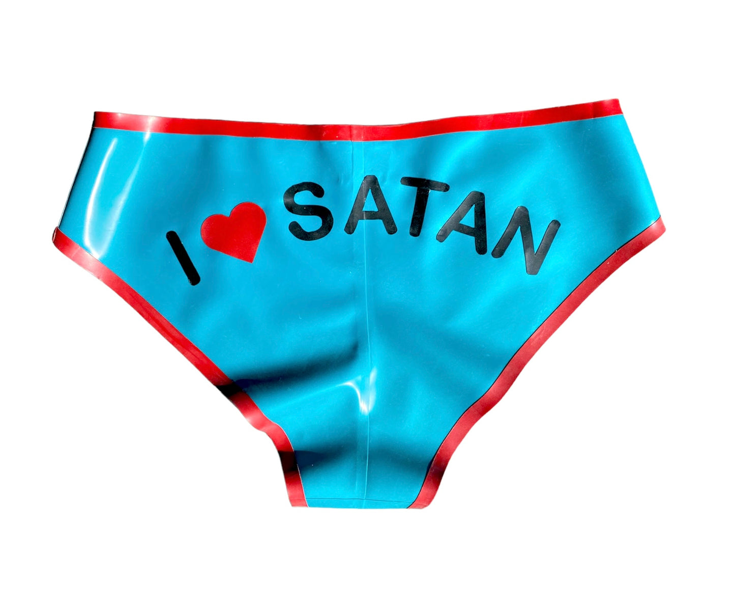 Latex “I Heart Satan” Cheerleader Briefs / Pants