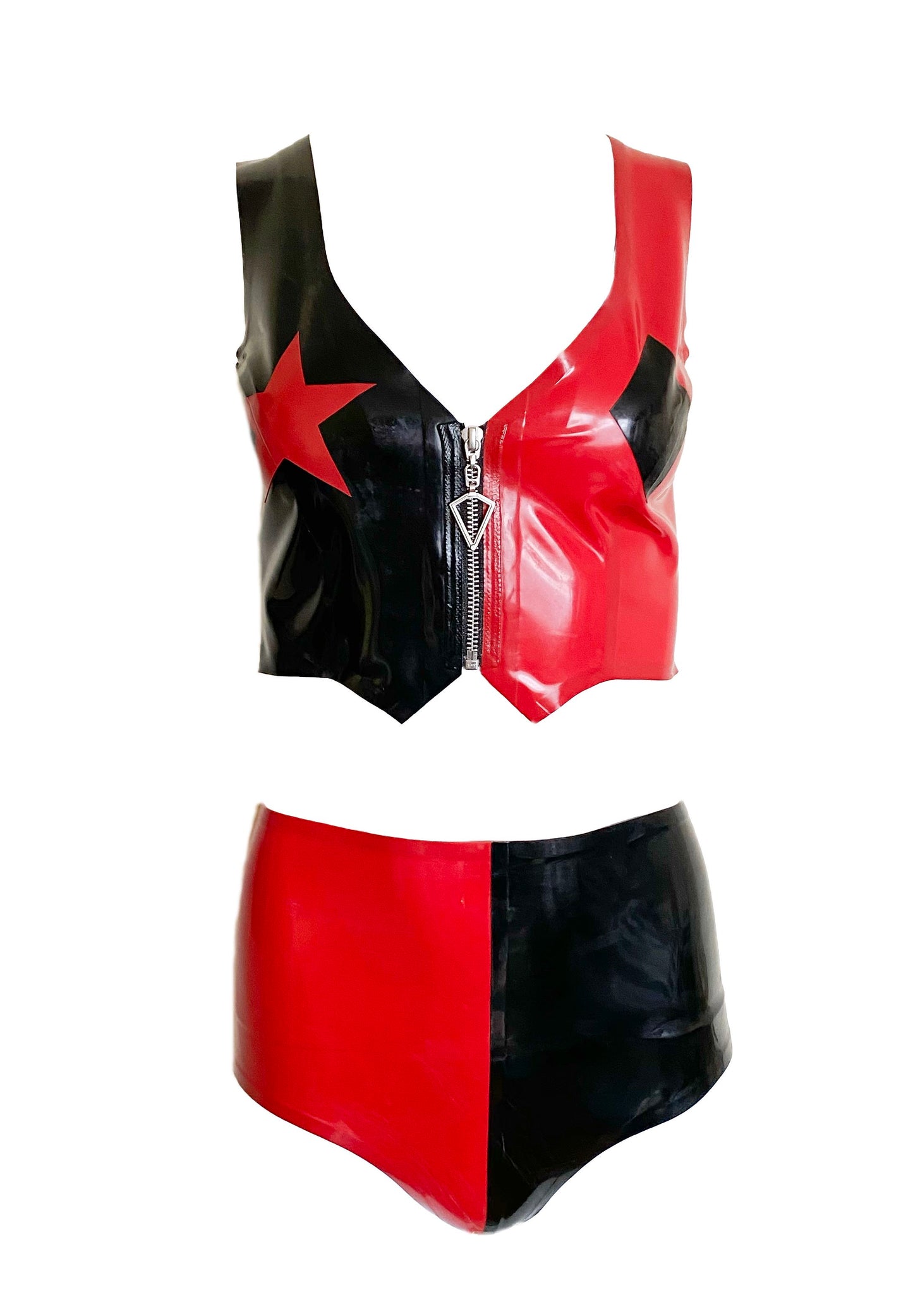 Latex Harley Quinn 52 Outfit - Top and Shorts