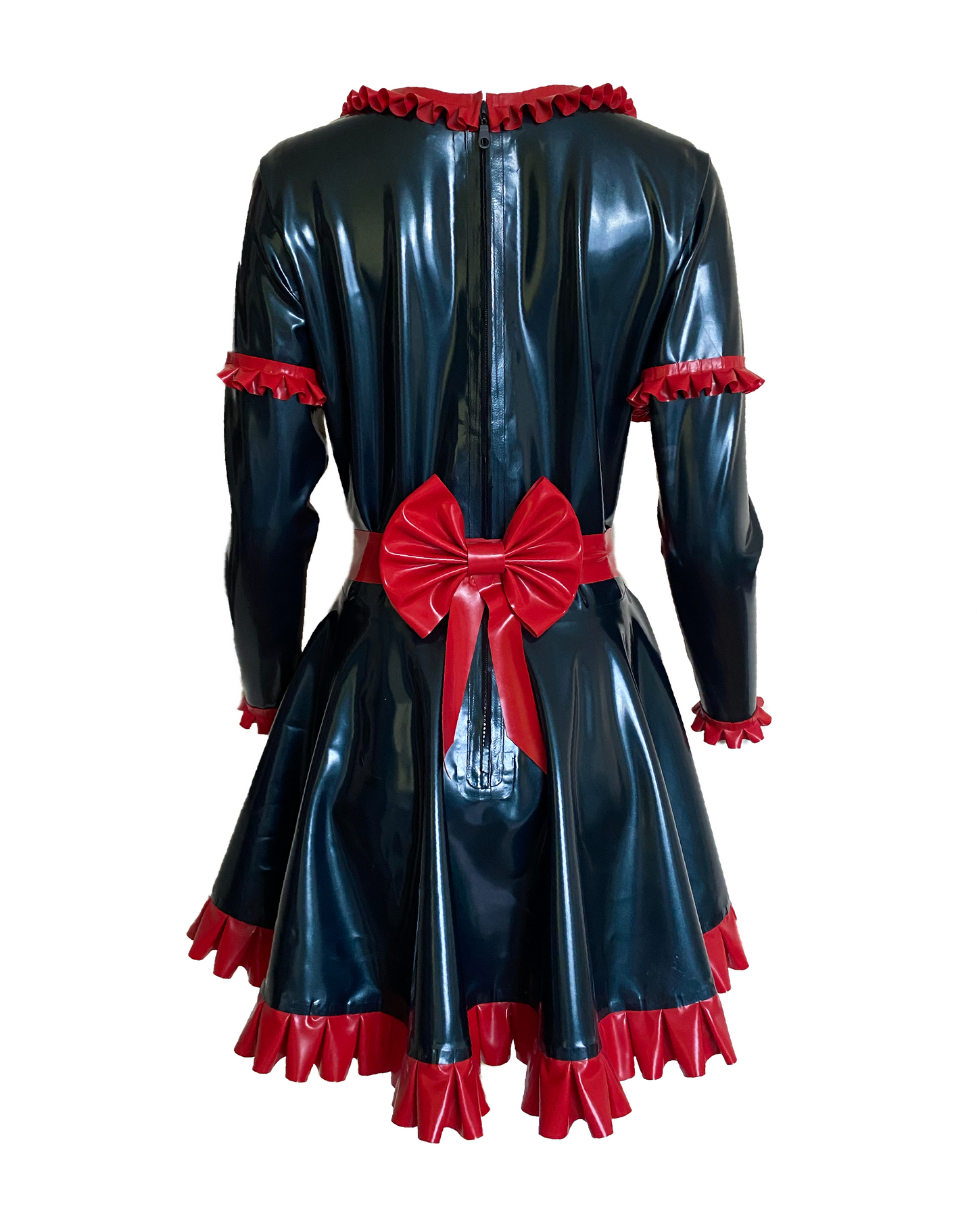 Latex Mini Maid Dress with Long Sleeves and optional Apron