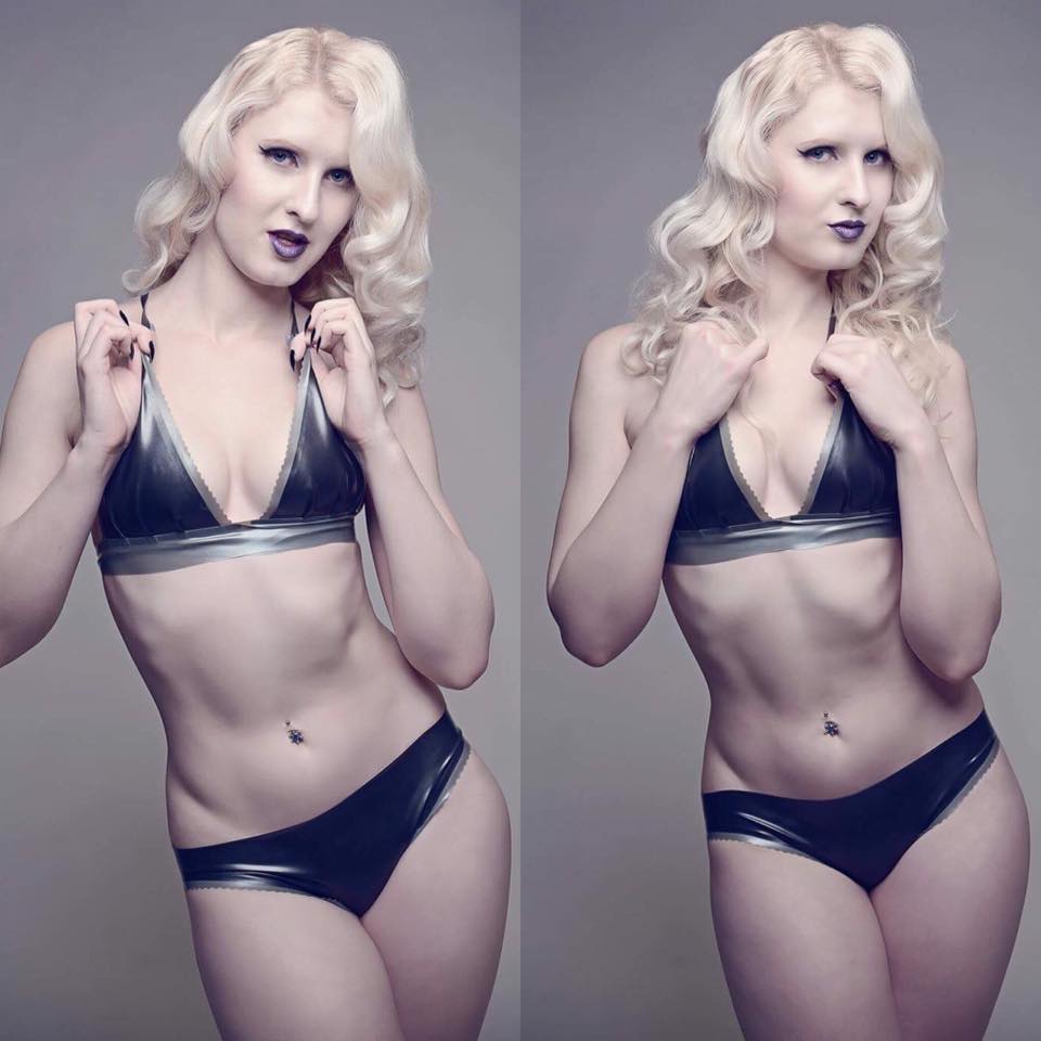 Latex Tie Bikini Top and Bottoms