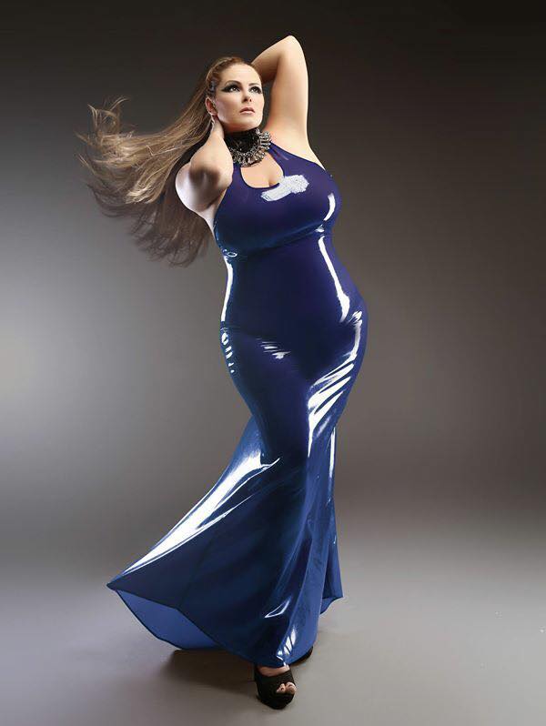 Latex Long Fishtail High Collar Dress