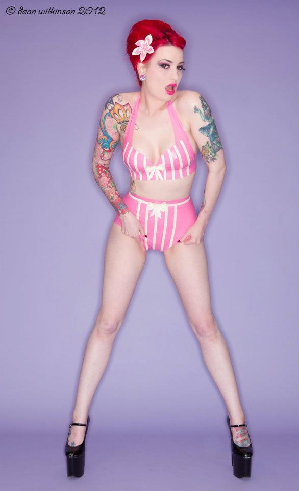 Candy Striped Halterneck Latex Bra