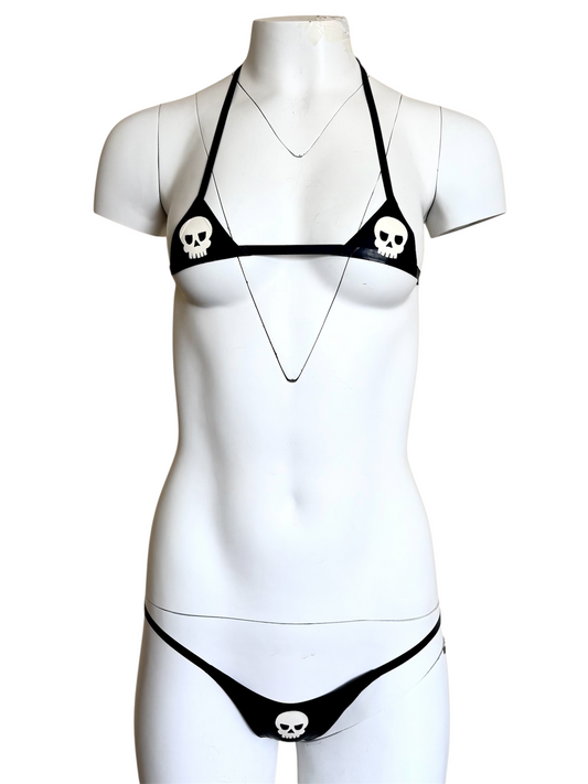 Latex Skull Micro Triangle Bikini