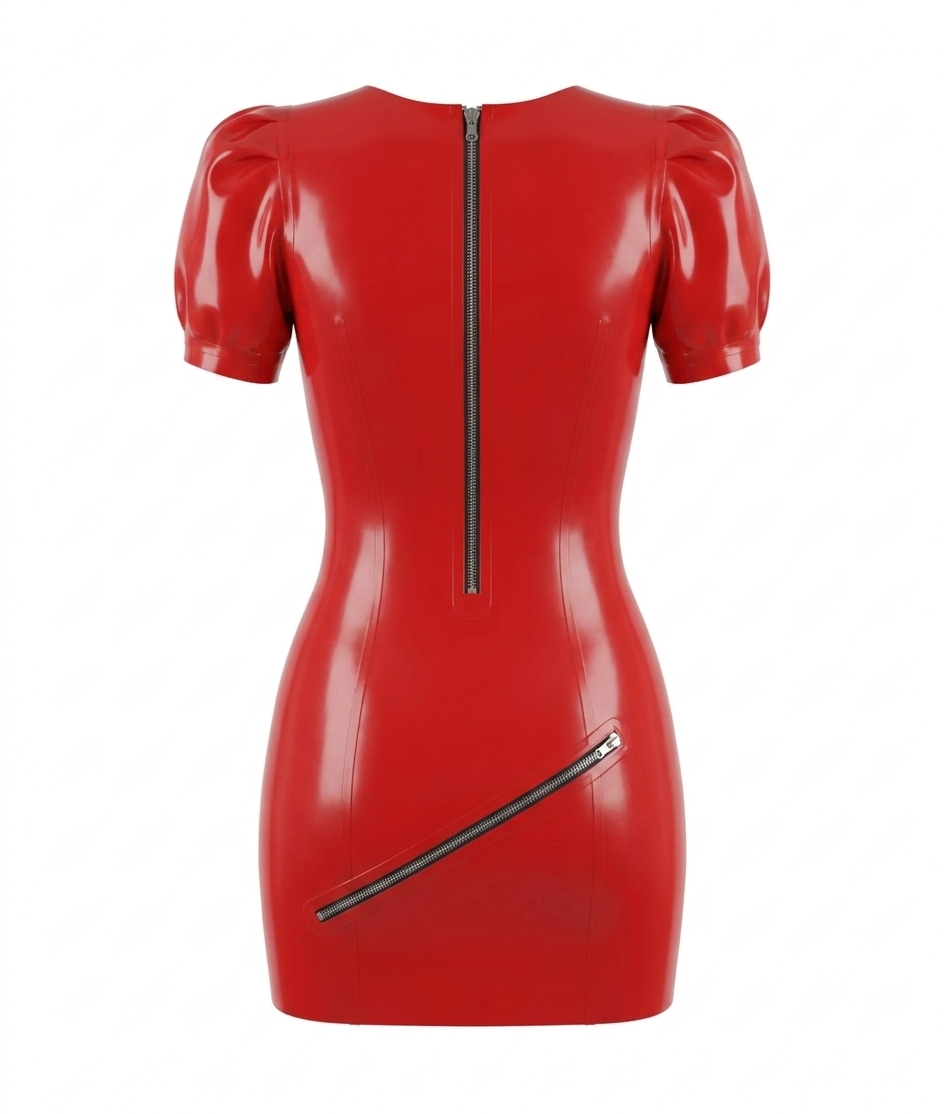 Latex Zip Tease Mini Dress