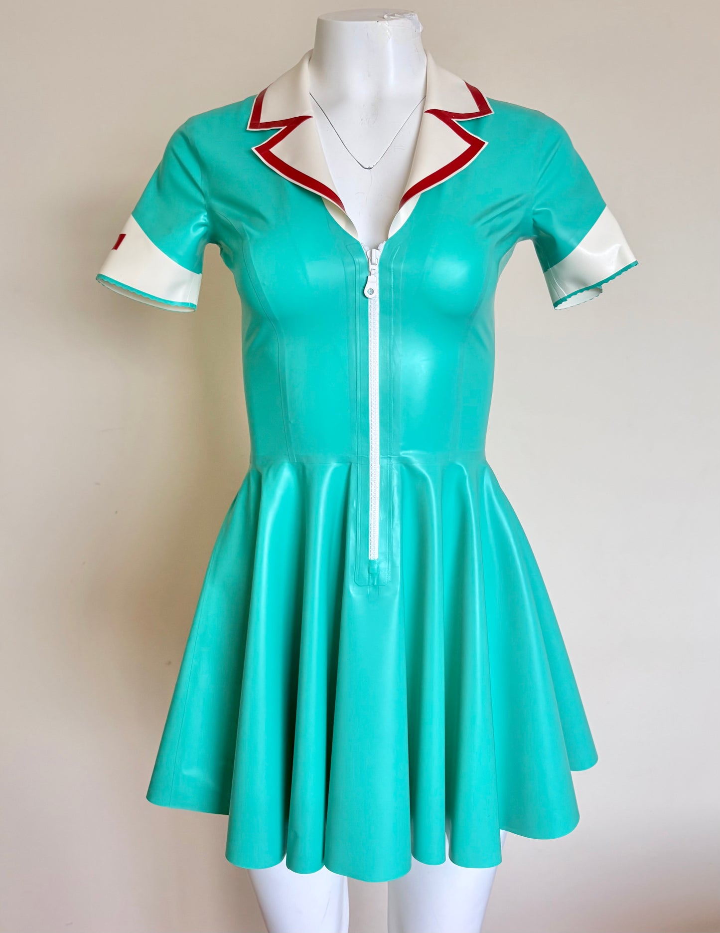READY TO SHIP -  Jade Nurse Dress with Circle Skirt - UK 8