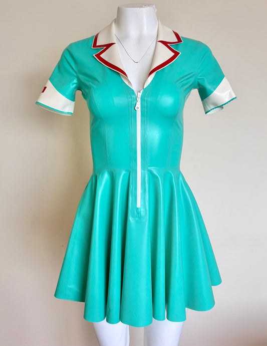 READY TO SHIP -  Jade Nurse Dress with Circle Skirt - UK 8