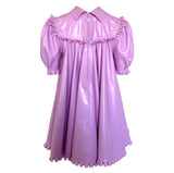 Latex Babydoll Mini Dress with Full Skirt and Collar